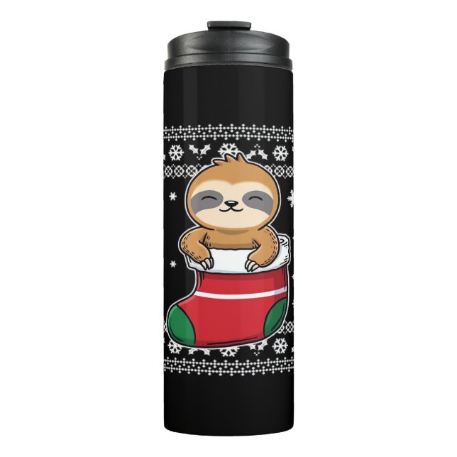 Christmas Sloth Classic T-Shirt Thermal Tumbler (Front)