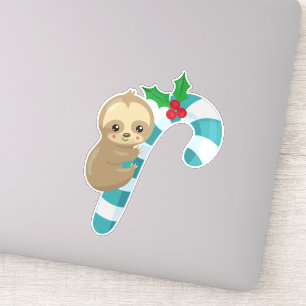 Christmas Sloth, Cute Sloth, Candy Cane, Mistletoe