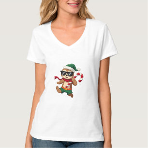 Christmas Sloth Elf Peppermint Candy Cane Shirt Gi