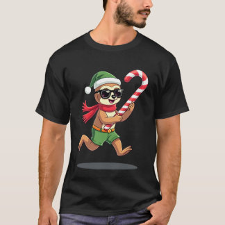 Christmas Sloth Elf Peppermint Candy Cane Shirt Gi