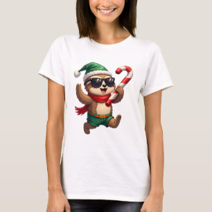 Christmas Sloth Elf Peppermint Candy Cane Shirt Gi