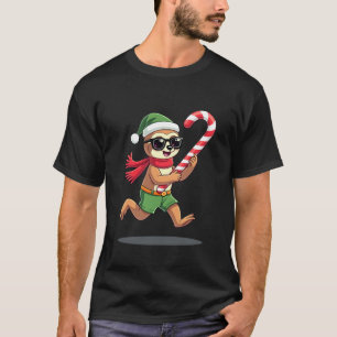 Christmas Sloth Elf Peppermint Candy Cane Shirt Gi