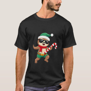 Christmas Sloth Elf Peppermint Candy Cane Shirt Gi