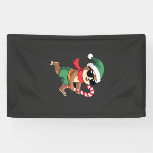 Christmas Sloth Elf Peppermint Candy Cane Shirt Gi Banner