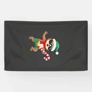 Christmas Sloth Elf Peppermint Candy Cane Shirt Gi Banner