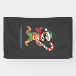 Christmas Sloth Elf Peppermint Candy Cane Shirt Gi Banner