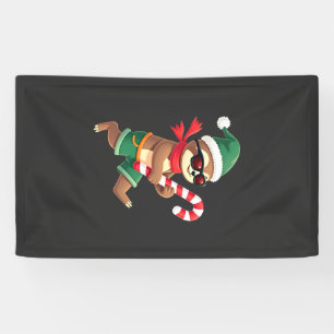 Christmas Sloth Elf Peppermint Candy Cane Shirt Gi Banner
