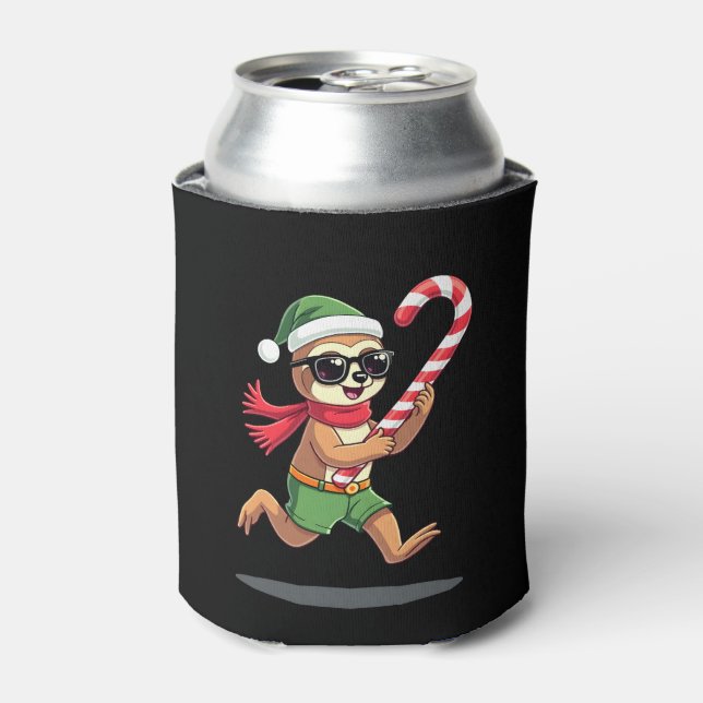Christmas Sloth Elf Peppermint Candy Cane Shirt Gi Can Cooler (Can Front)
