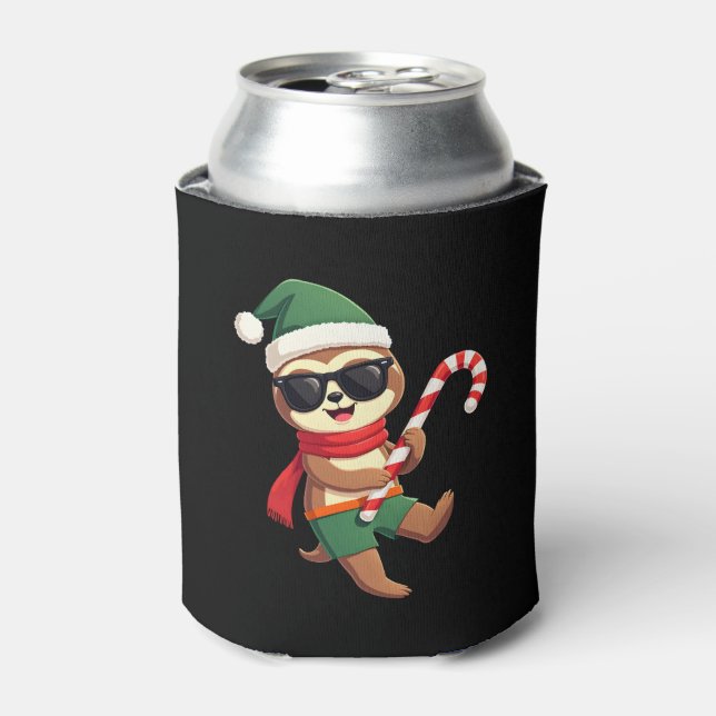 Christmas Sloth Elf Peppermint Candy Cane Shirt Gi Can Cooler (Can Front)