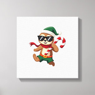 Christmas Sloth Elf Peppermint Candy Cane Shirt Gi Canvas Print