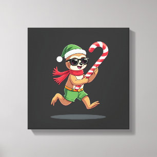 Christmas Sloth Elf Peppermint Candy Cane Shirt Gi Canvas Print