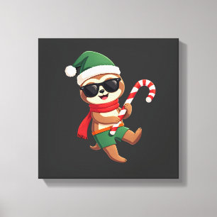 Christmas Sloth Elf Peppermint Candy Cane Shirt Gi Canvas Print