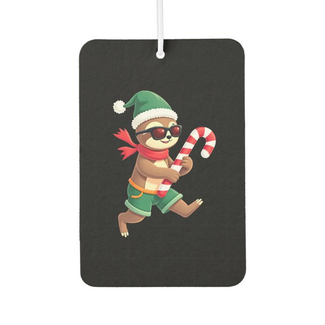Christmas Sloth Elf Peppermint Candy Cane Shirt Gi Car Air Freshener (Front)