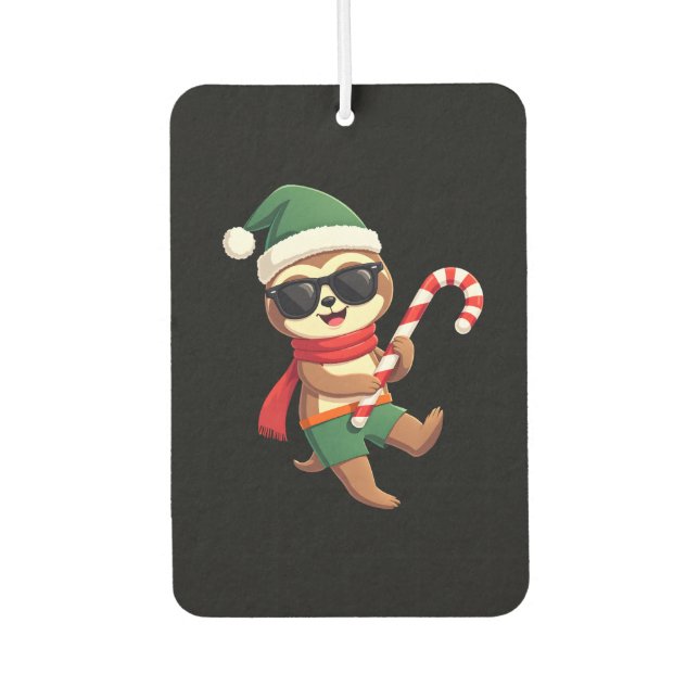 Christmas Sloth Elf Peppermint Candy Cane Shirt Gi Car Air Freshener (Front)