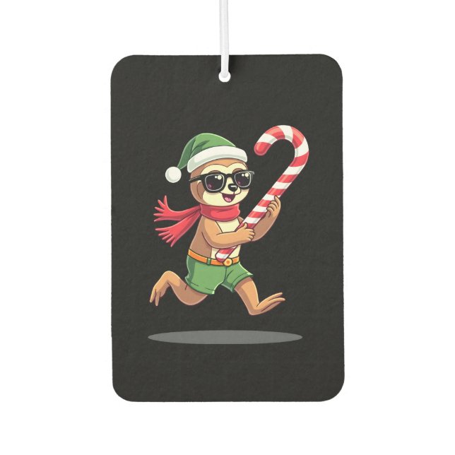 Christmas Sloth Elf Peppermint Candy Cane Shirt Gi Car Air Freshener (Front)