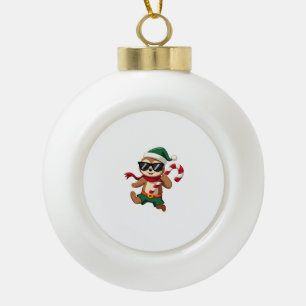 Christmas Sloth Elf Peppermint Candy Cane Shirt Gi Ceramic Ball Christmas Ornament