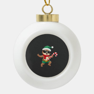 Christmas Sloth Elf Peppermint Candy Cane Shirt Gi Ceramic Ball Christmas Ornament
