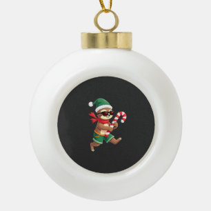 Christmas Sloth Elf Peppermint Candy Cane Shirt Gi Ceramic Ball Christmas Ornament