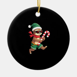 Christmas Sloth Elf Peppermint Candy Cane Shirt Gi Ceramic Tree Decoration