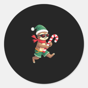 Christmas Sloth Elf Peppermint Candy Cane Shirt Gi Classic Round Sticker