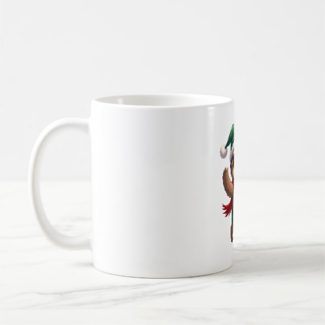 Christmas Sloth Elf Peppermint Candy Cane Shirt Gi Coffee Mug (Left)