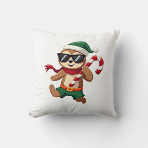 Christmas Sloth Elf Peppermint Candy Cane Shirt Gi Cushion