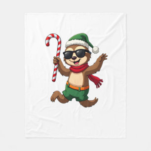 Christmas Sloth Elf Peppermint Candy Cane Shirt Gi Fleece Blanket
