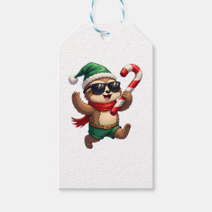 Christmas Sloth Elf Peppermint Candy Cane Shirt Gi Gift Tags