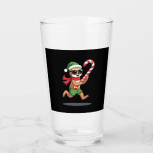 Christmas Sloth Elf Peppermint Candy Cane Shirt Gi Glass