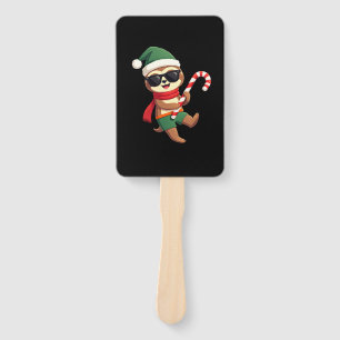 Christmas Sloth Elf Peppermint Candy Cane Shirt Gi Hand Fan