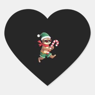 Christmas Sloth Elf Peppermint Candy Cane Shirt Gi Heart Sticker