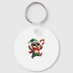 Christmas Sloth Elf Peppermint Candy Cane Shirt Gi Key Ring