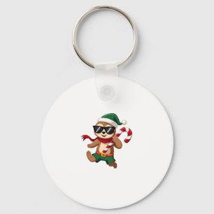 Christmas Sloth Elf Peppermint Candy Cane Shirt Gi Key Ring