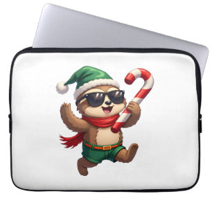 Christmas Sloth Elf Peppermint Candy Cane Shirt Gi Laptop Sleeve