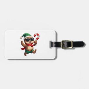 Christmas Sloth Elf Peppermint Candy Cane Shirt Gi Luggage Tag