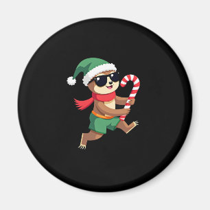 Christmas Sloth Elf Peppermint Candy Cane Shirt Gi Magnet
