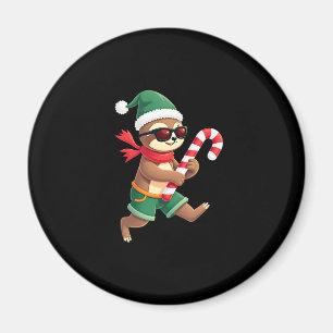 Christmas Sloth Elf Peppermint Candy Cane Shirt Gi Magnet