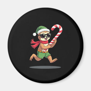 Christmas Sloth Elf Peppermint Candy Cane Shirt Gi Magnet
