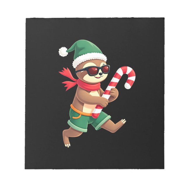 Christmas Sloth Elf Peppermint Candy Cane Shirt Gi Notepad (Front)