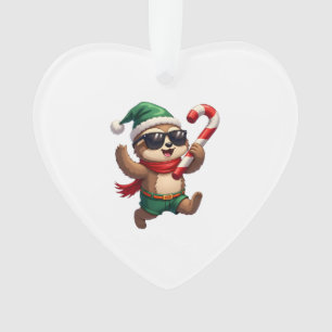 Christmas Sloth Elf Peppermint Candy Cane Shirt Gi Ornament