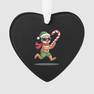 Christmas Sloth Elf Peppermint Candy Cane Shirt Gi Ornament