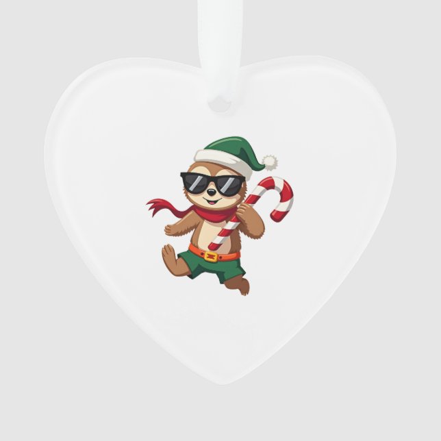Christmas Sloth Elf Peppermint Candy Cane Shirt Gi Ornament (Front)