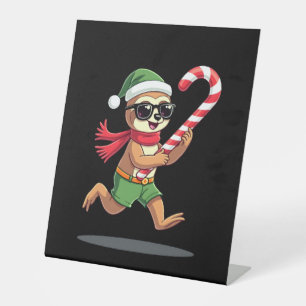Christmas Sloth Elf Peppermint Candy Cane Shirt Gi Pedestal Sign