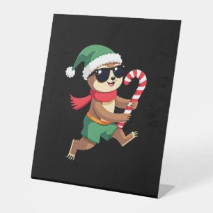 Christmas Sloth Elf Peppermint Candy Cane Shirt Gi Pedestal Sign