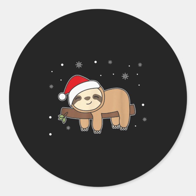 Christmas Sloth For Christmas Sweet Sloths  Classic Round Sticker (Front)