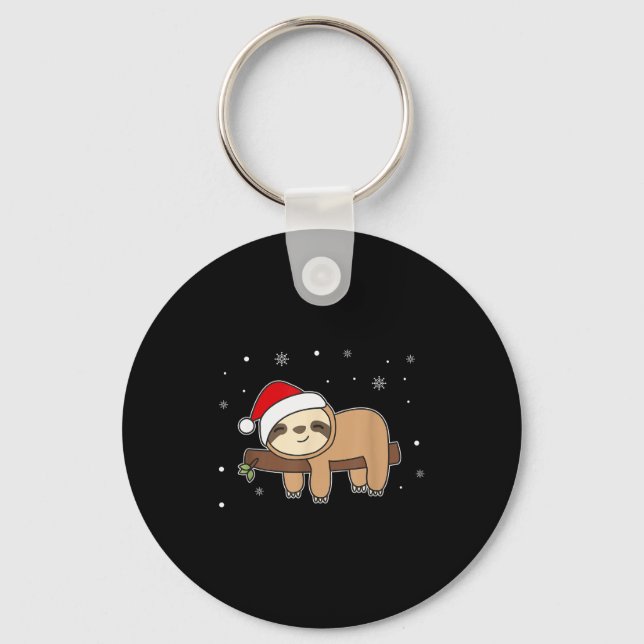 Christmas Sloth For Christmas Sweet Sloths  Key Ring (Front)