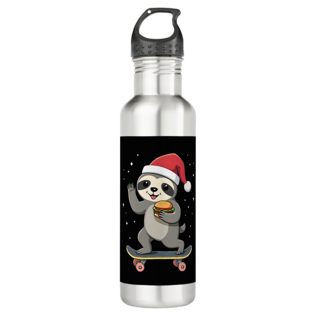CHRISTMAS SLOTH Funny Christmas Skateboard Sloth ( 710 Ml Water Bottle (Front)