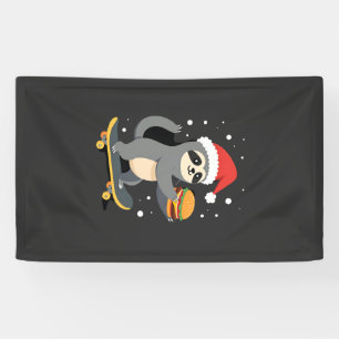 CHRISTMAS SLOTH Funny Christmas Skateboard Sloth ( Banner