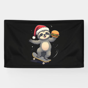 CHRISTMAS SLOTH Funny Christmas Skateboard Sloth ( Banner
