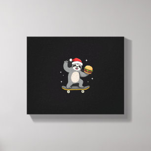 CHRISTMAS SLOTH Funny Christmas Skateboard Sloth ( Canvas Print